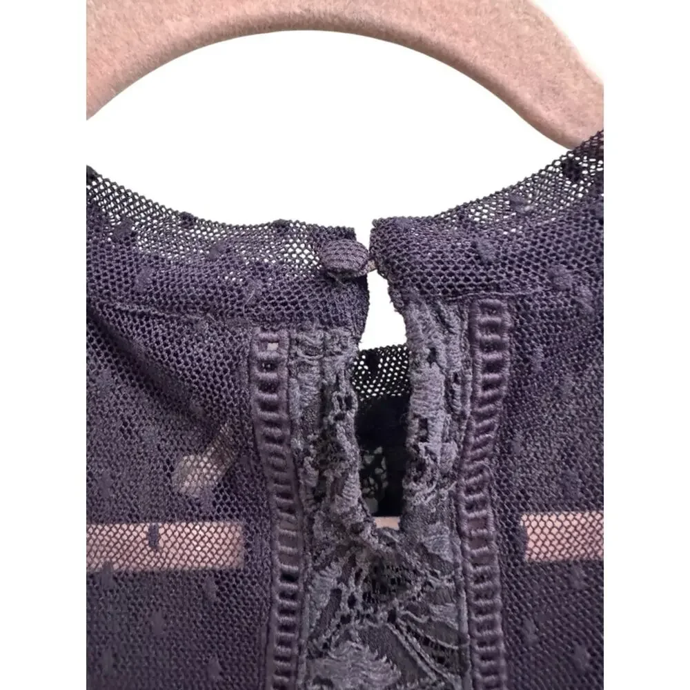Free People Purple Sheer Lace Sleeveless Tunic Tank Top